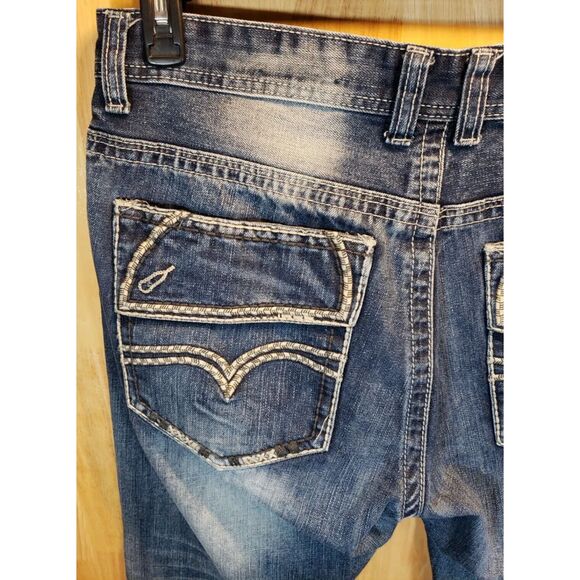 GS115 Gramercy SF Mens Jeans 36x31 Light Wash Gray Silver Y2K Distressed Style - Picture 10 of 16